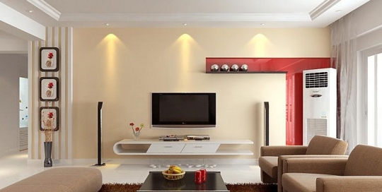 Living room interior design and furnitures layout