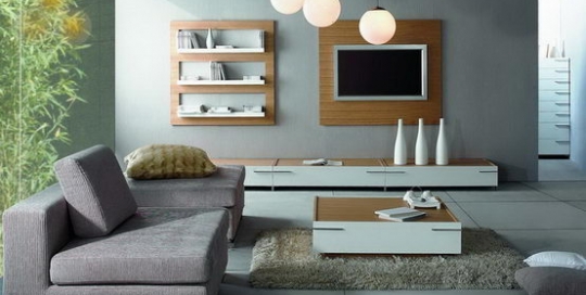 Modern minimalist japnese styles living room with natural wallpaper