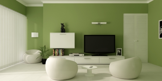Modern trend green theme relax living room