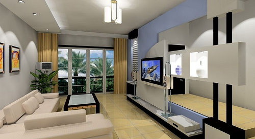Modern minimalist style interior design living room